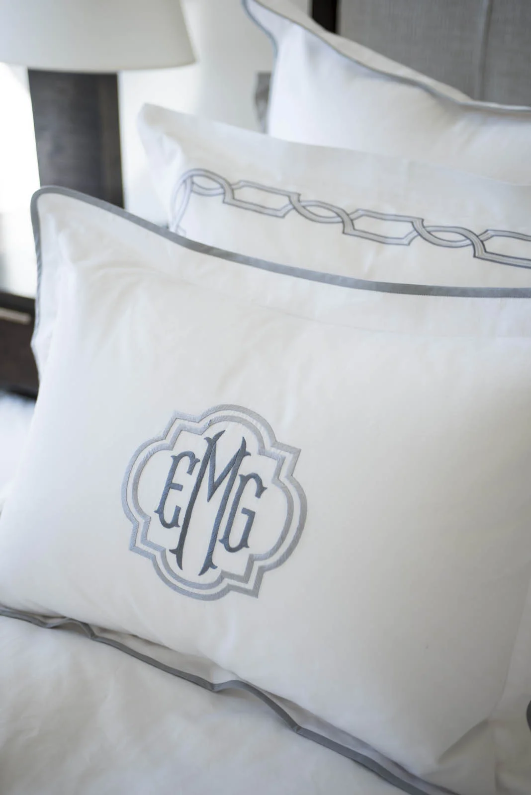 Monogrammed top pillow sham